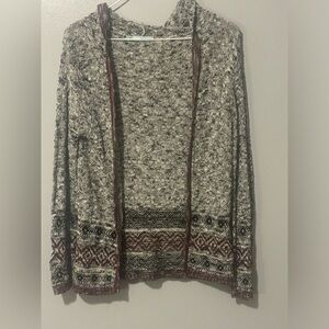 Maurice’s hooded Cardigan sweater. Size small multi color knit